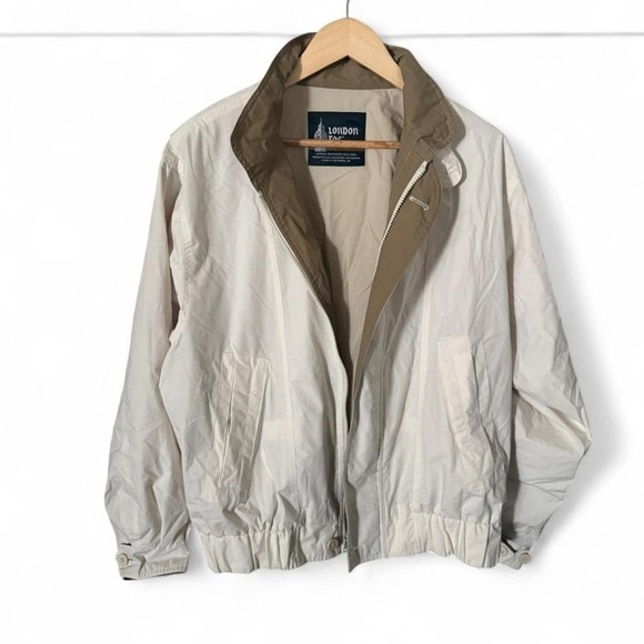 London Fog Harrington Jacket - Beige Windbreaker Coat - Men's Medium Vintage - Picture 5 of 8